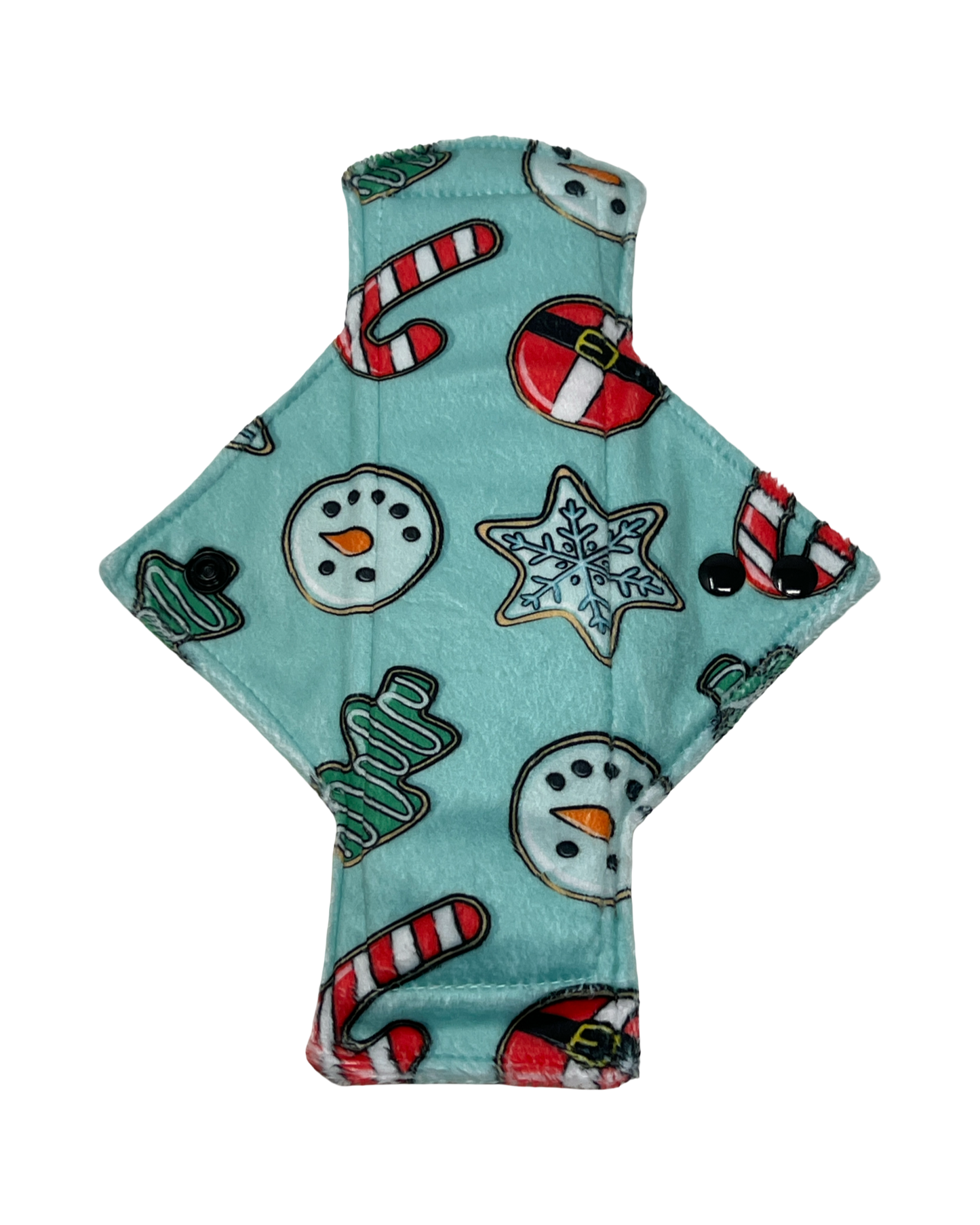 Teal Christmas Cookies Minky Single Light Flow Day Pad
