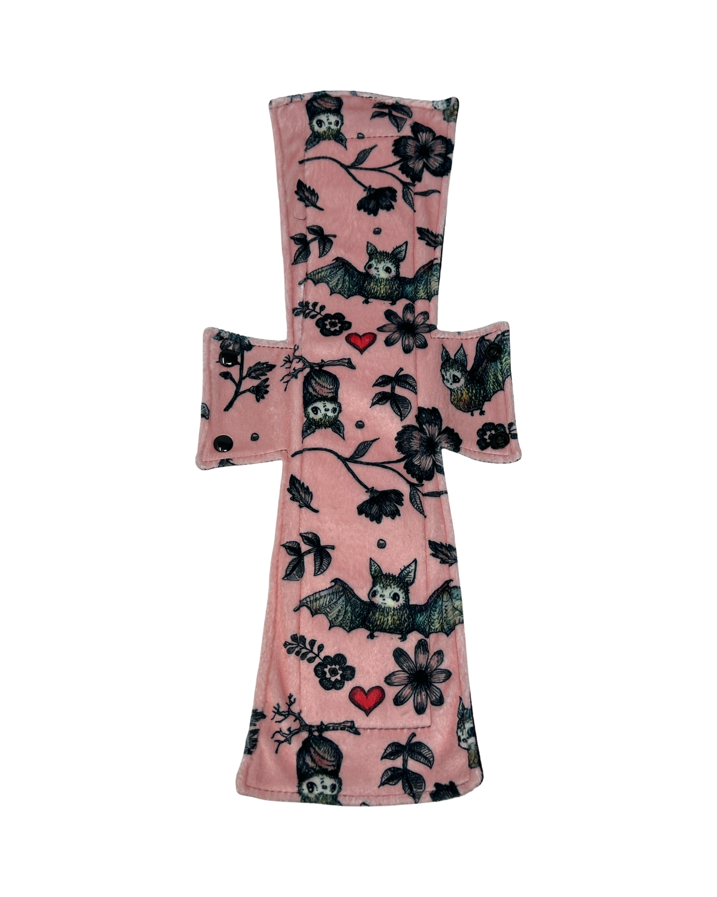 Pink Bats Minky Single Super Night/Postpartum Pad 16.5"