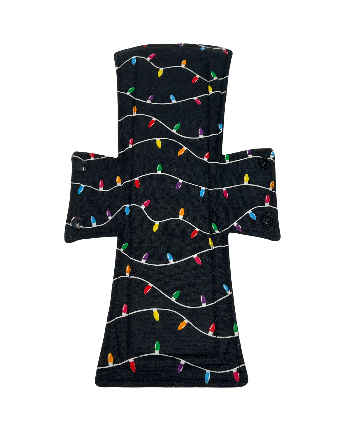 Black Christmas Lights Cotton Single Night/Postpartum Pad