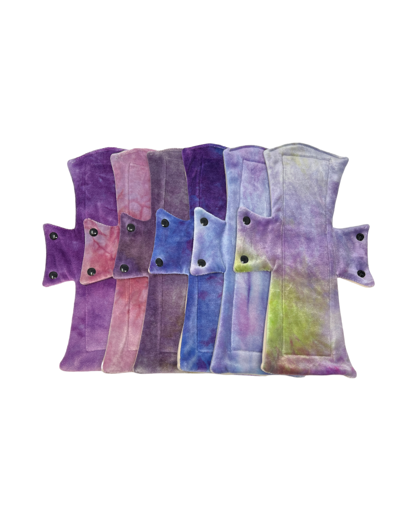 Purple Hand Tie Dyed Bamboo Night/Postpartum Pads x6