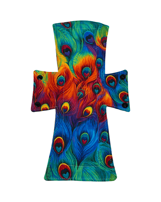 Rainbow Peacock Cotton Single Night/Postpartum Pad - Tree Hugger Cloth Pads