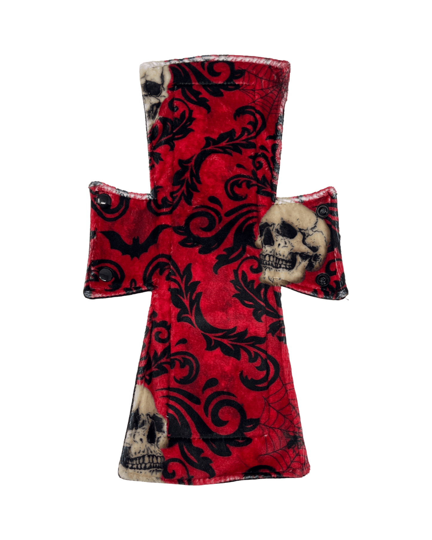 Red Damask Skulls Minky Single Night/Postpartum Pad - Tree Hugger Cloth Pads