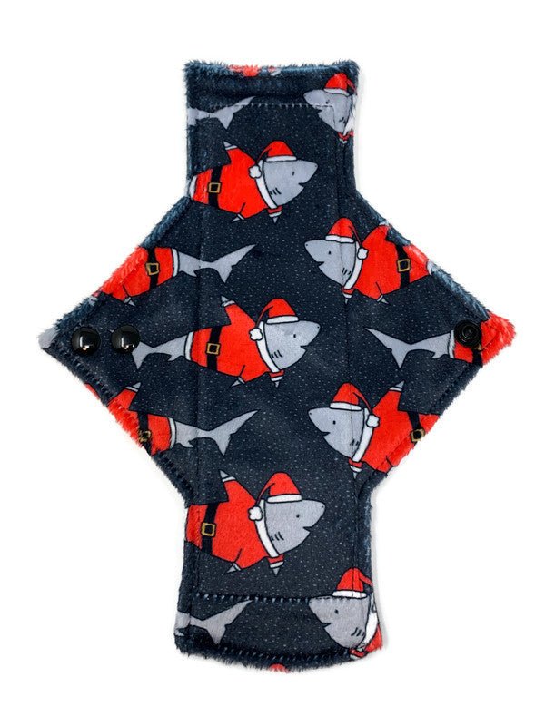 Santa Sharks Limited Edition Minky Single Light Flow Day Pad - Tree Hugger Cloth Pads
