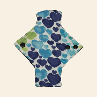 Flannel Blue & Green Hearts Cotton Single Pantyliner