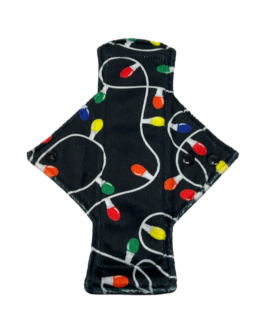 Black Christmas Lights Minky Single Light Flow Day Pad