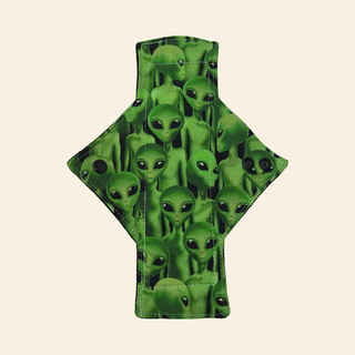 Green Aliens Cotton Single Light Flow Day Pad - Tree Hugger Cloth Pads