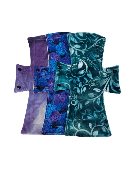 3 Fabric Sampler - Surprise Print Night/Postpartum Pad Set - Tree Hugger Cloth Pads