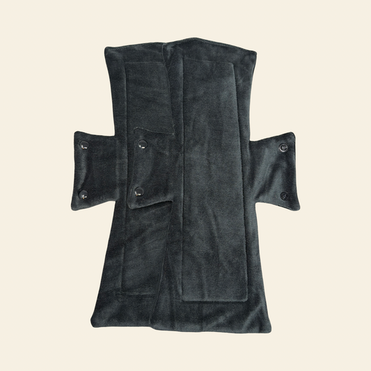 Solid Jet Black Dyed Bamboo Night/Postpartum Pads x2