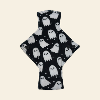 Black & White Ghosts Minky Single Heavy Flow Day Pad - Tree Hugger Cloth Pads