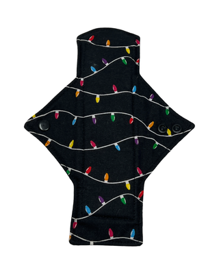 Black Christmas Lights Cotton Single Light Flow Day Pad - Tree Hugger Cloth Pads