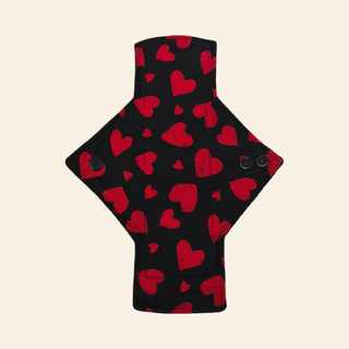 Red Hearts Cotton Single Light Flow Day Pad - Tree Hugger Cloth Pads