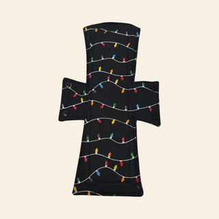 Black Christmas Lights Cotton Single Night/Postpartum Pad