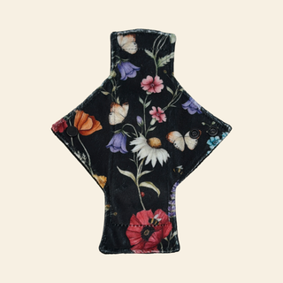 Black Wildflowers Minky Single Heavy Flow Day Pad - Tree Hugger Cloth Pads