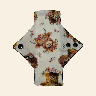 Highland Cows Cotton Single Pantyliner - Tree Hugger Cloth Pads