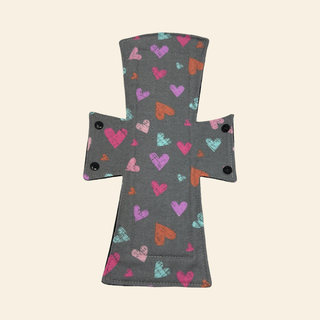 Flannel Grey Hearts Cotton Single Night/Postpartum Pad - Tree Hugger Cloth Pads