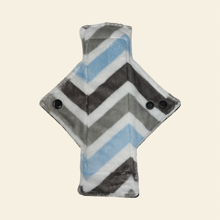 Blue Grey Chevron Minky Single Heavy Flow Day Pad