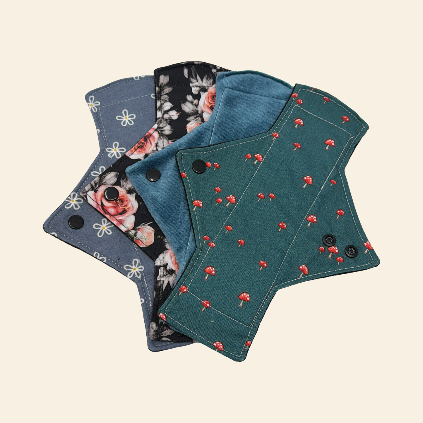 Natural Fabrics Sampler -Surprise Print Heavy Flow Pad Set of 4