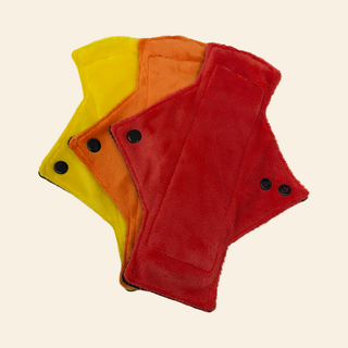 Solid Red/Orange/Yellow Minky Heavy Flow Day Pad Set