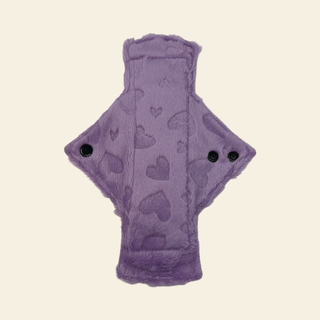 Fluffy Purple Hearts Minky Heavy Flow Day Pad