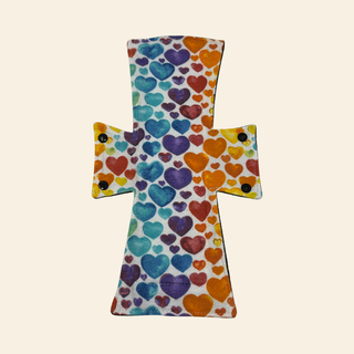 Flannel Rainbow Hearts Cotton Single Night/Postpartum Pad