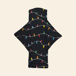 Black Christmas Lights Cotton Single Heavy Flow Day Pad