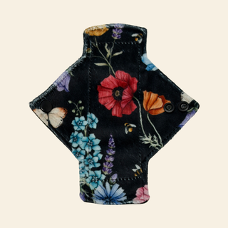Black Wildflowers Minky Single Pantyliner