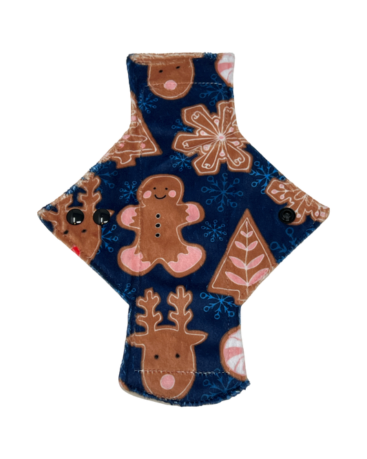Blue Gingerbread Cookies Minky Single Light Flow Day Pad