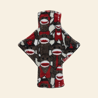 Sock Monkey Minky Single Light Flow Day Pad - Tree Hugger Cloth Pads