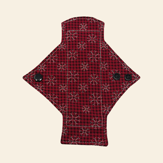 Red Stitched Snowflakes Cotton Single Pantyliner - Tree Hugger Cloth Pads