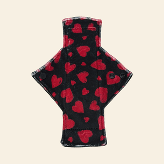 Red Hearts Minky Single Heavy Flow Day Pad - Tree Hugger Cloth Pads