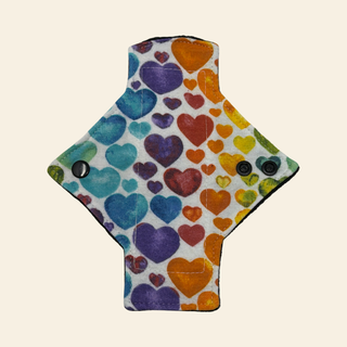 Flannel Rainbow Hearts Cotton Single Pantyliner