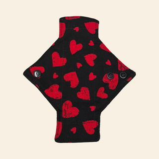 Black Hearts Cotton Single Pantyliner