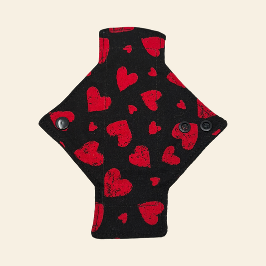 Black Hearts Cotton Single Pantyliner