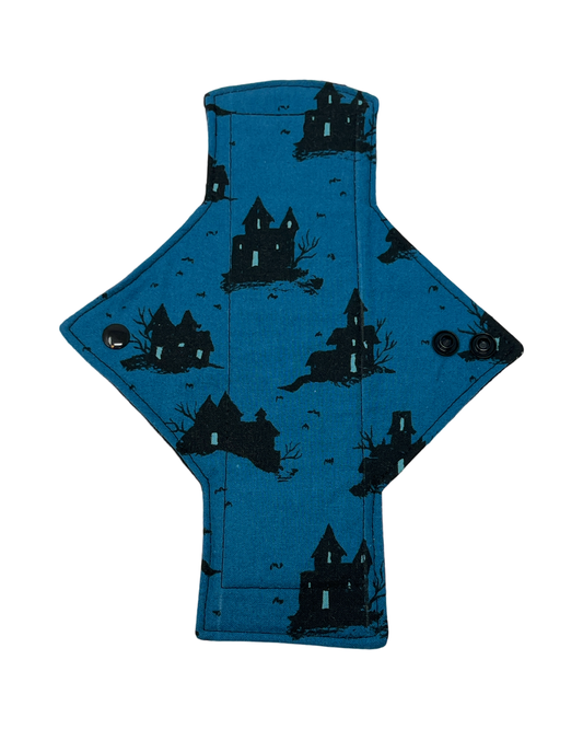 Teal Haunted House Cotton Single Light Flow Day Pad