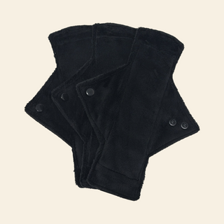 Solid Jet Black Minky Light Flow Day Pads - Tree Hugger Cloth Pads