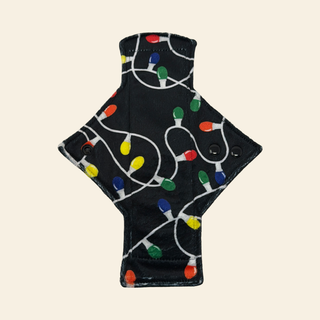 Black Christmas Lights Minky Single Light Flow Day Pad