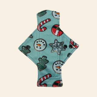 Teal Christmas Cookies Minky Single Light Flow Day Pad