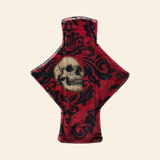 Red Damask Skulls Minky Light Flow Day Pad
