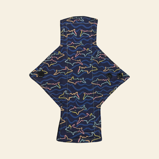 Shark Outlines Cotton Single Light Flow Day Pad - Tree Hugger Cloth Pads