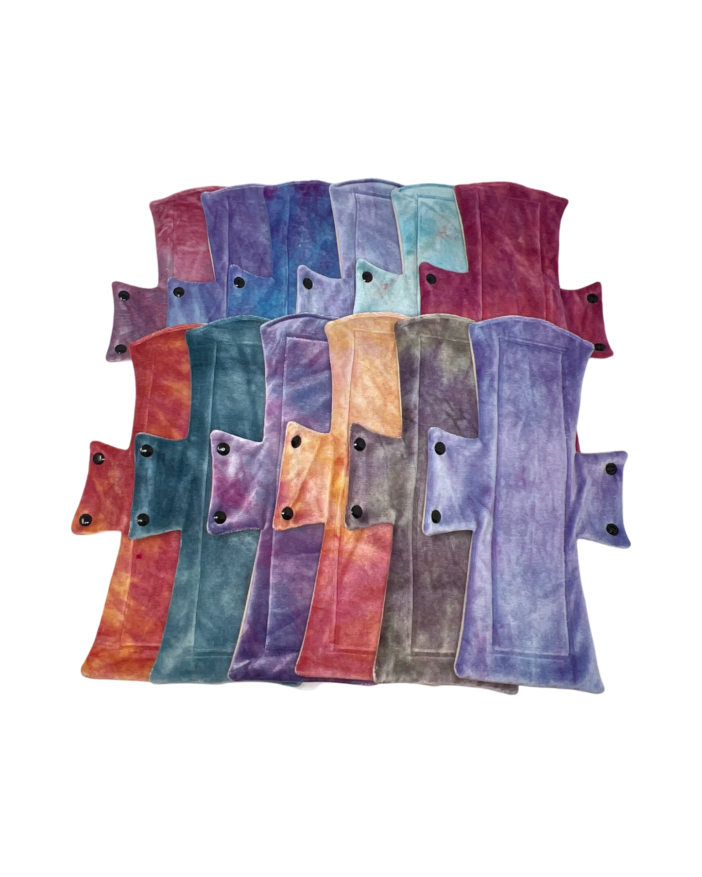 12 Hand Dyed Bamboo Night/Postpartum Pads