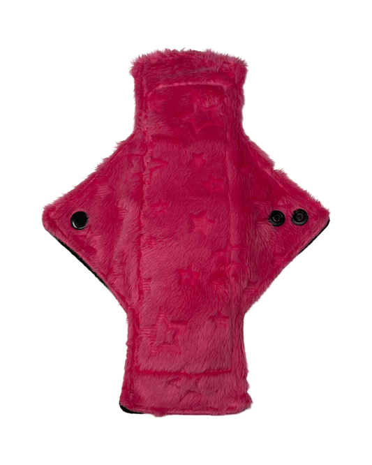 Hot Pink Fluffy Stars Minky Heavy Flow Day Pad