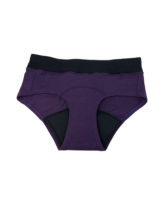 “Game Changer" Period Underwear - Mid-Rise -Plum/Black