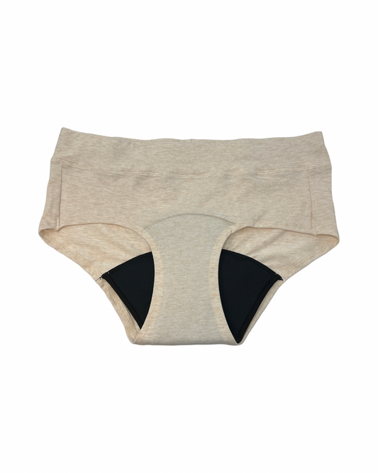 “Game Changer” Period Underwear - Mid-Rise -Heathered Almond Small & Medium Only