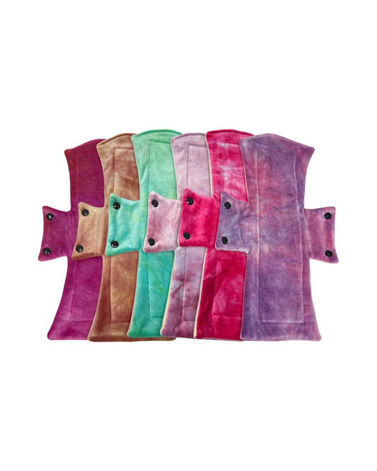 Mixed Colour Hand Tie Dyed Bamboo Night/Postpartum Pads x6
