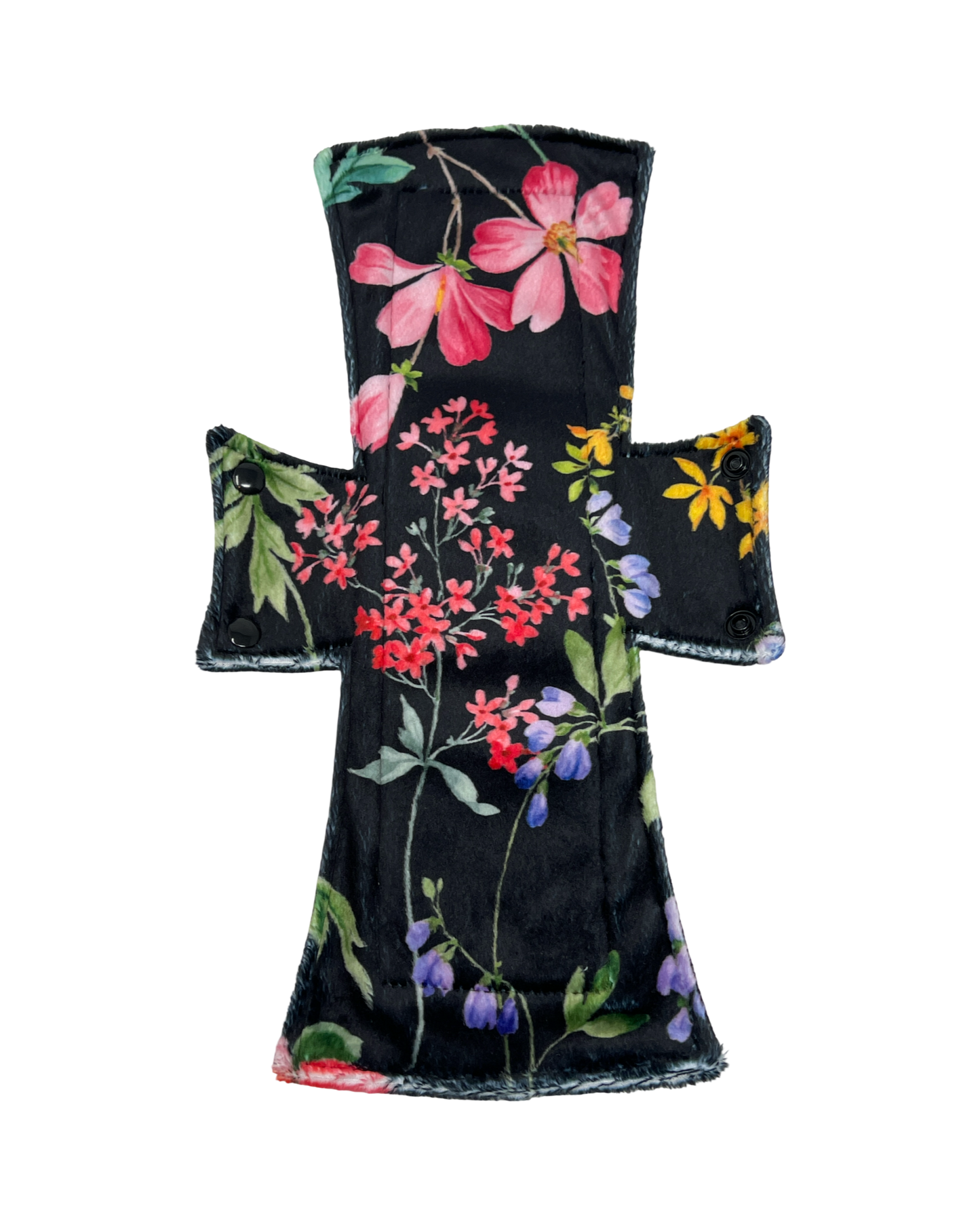 Black Wildflowers Minky Single Night/Postpartum Pad