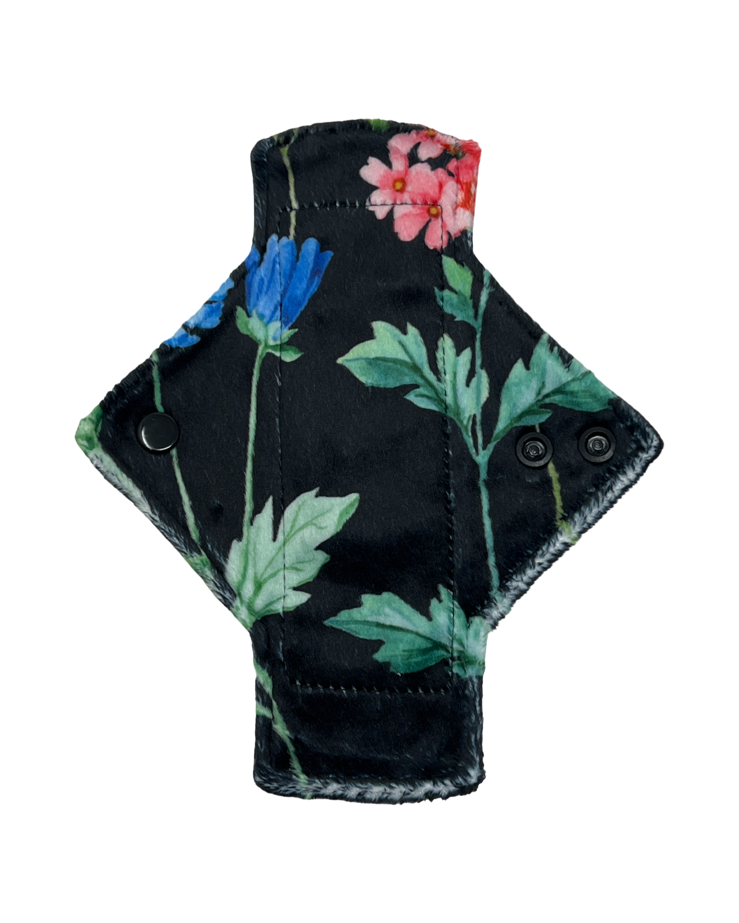 Black Wild Flowers Single Minky Pantyliner