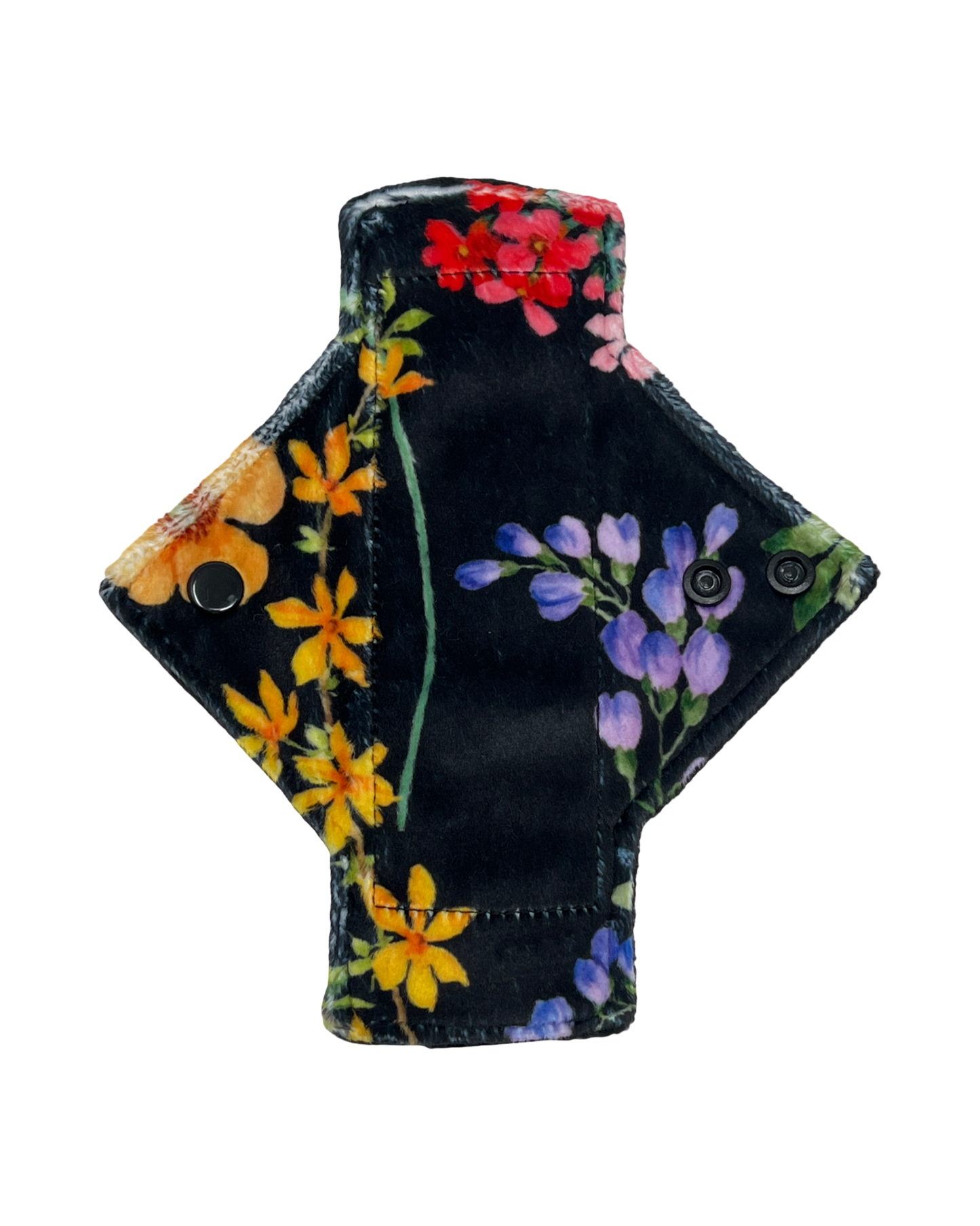 Black Wild Flowers Single Minky Pantyliner