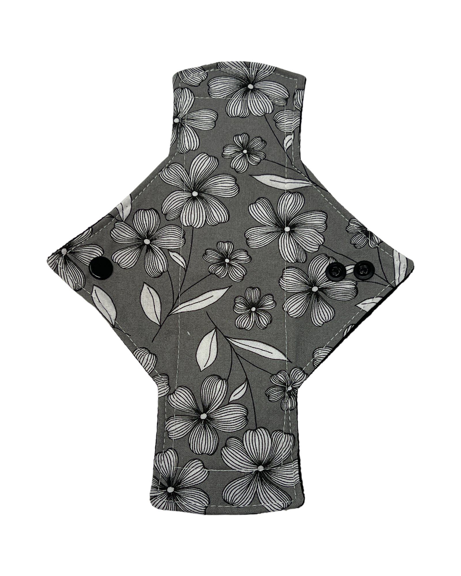 Stash Dash Event 2023 - Backed with Softshell Fleece Grey Scale Flowers Limited Edition Cotton Single Light Flow Day Pad - Tree Hugger Cloth Pads