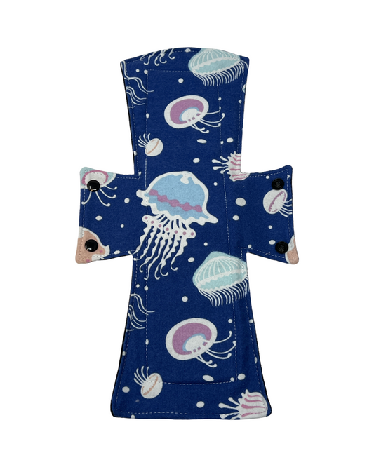 Stash Dash Event 2023 - Backed with Softshell Fleece Blue Jellyfish Limited Edition Cotton Single Night/Postpartum Pad - Tree Hugger Cloth Pads