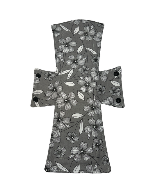 Stash Dash Event 2023 - Backed with Softshell Fleece Grey Scale Flowers Limited Edition Cotton Single Night/Postpartum Pad - Tree Hugger Cloth Pads